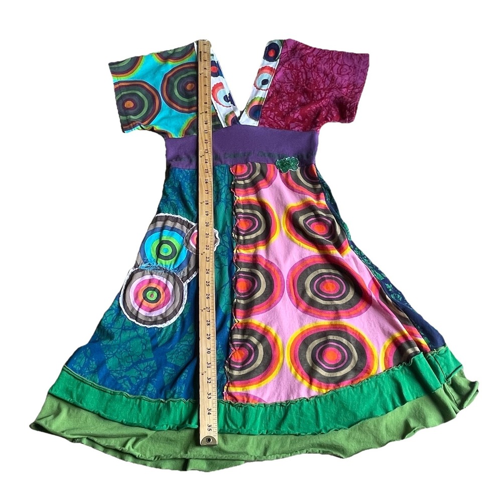Desigual Dress Double V-Neck Dress Small Embroidered Bright Short Boho Art Print - Picture 2 of 11